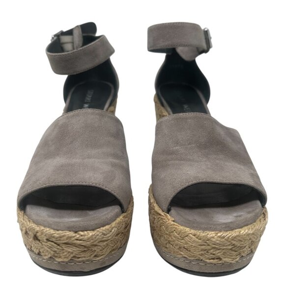 Stuart Weitzman Soho Jute Gal Platform Espadrille Topo Taupe Suede Leather 6.5 - Picture 3 of 14